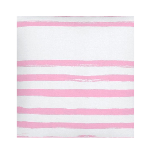 Stripe on stripe bubblegum pink white cotton and oyster linen fabric - Kerri Rosenthal