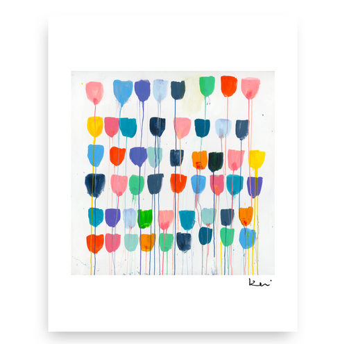 Pretty Little Tulips Mini Colorful Art Print - Modern decor wall art sets by Kerri Rosenthal