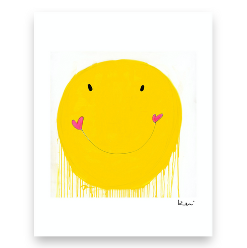 Smiley Mini Yellow Art Print - Modern decor wall art sets by Kerri Rosenthal