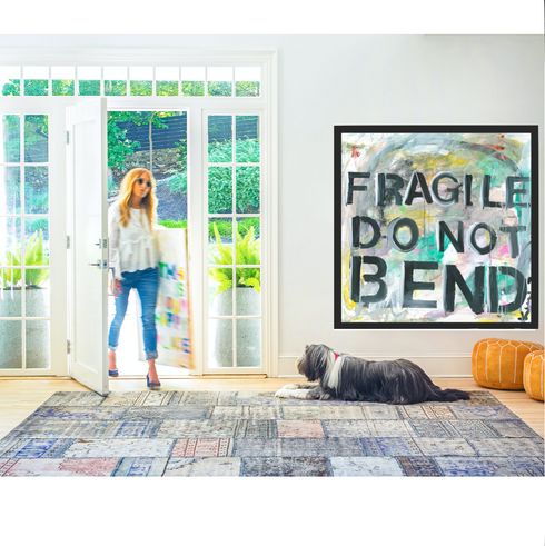 Fragile Do Not Bend colorful art print by Kerri Rosenthal - Wall word art framed unique artwork for living room wall decor