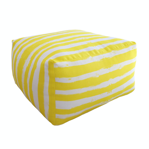 Floor Block Ships Ahoy sunshine yellow stripe ottoman by Kerri Rosenthal