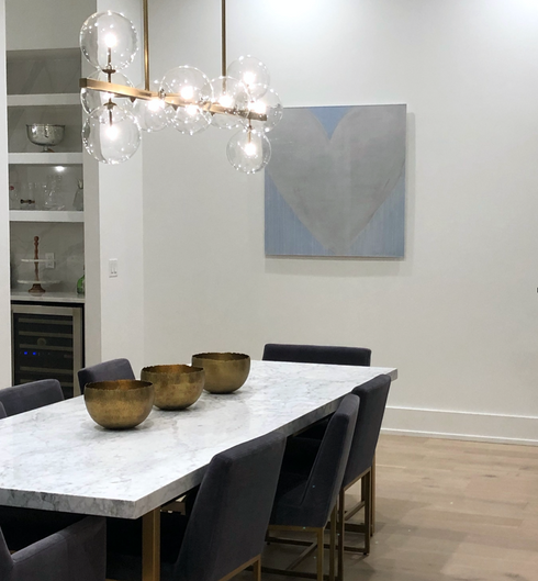 Loving In The Moonlight Drippy Heart white art print by Kerri Rosenthal - Unique artwork for living room decor