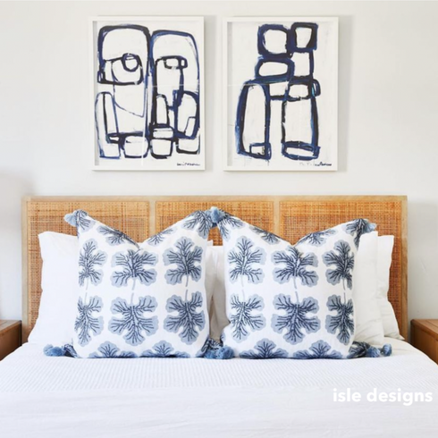 3 Amigos 2 Art Print white ground indigo blue modern abstract original artwork contemporary wall art by Kerri Rosenthal