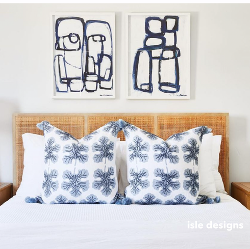 3 Amigos 1 Art Print white ground indigo blue modern abstract original artwork contemporary wall art by Kerri Rosenthal