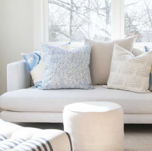 Indigo blue Jayney cute decorative throw pillows by Kerri Rosenthal