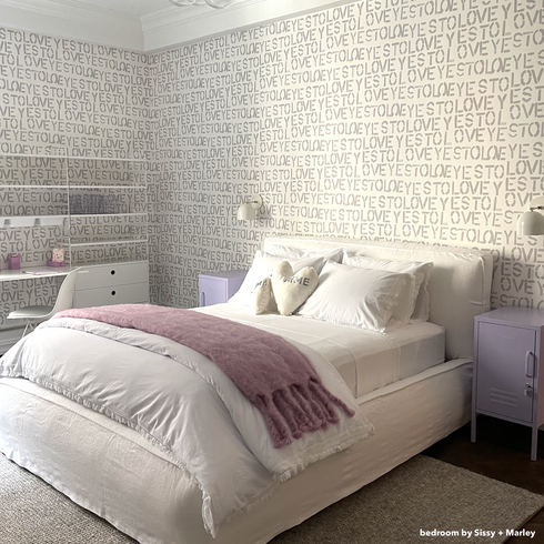 Modern High quality white ground with grey yes to lovey dove wallpaper by Kerri Rosenthal - designer wall paper