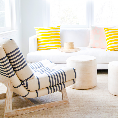 Yellow sunshine Ships Ahoy cute decorative throw pillows by Kerri Rosenthal