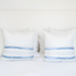 White ground with sky blue Nikki cute decorative throw pillows by Kerri Rosenthal