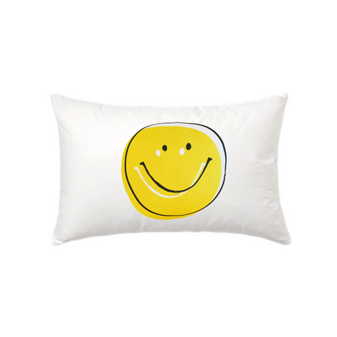 White ground with sunshine 3D smiley decorative throw pillow by Kerri Rosenthal