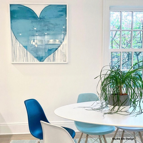 Oceans Of Love Drippy Heart blue art print by Kerri Rosenthal - Unique artwork for living room wall decor