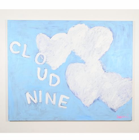 Cloud 9 wall word art original artwork inspired home interiors for modern living space by Kerri Rosenthal