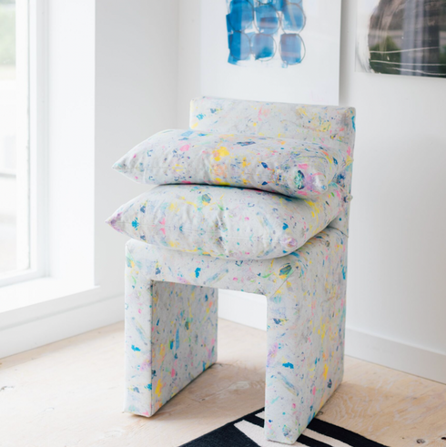 Messy multi cotton and oyster linen fabric - Kerri Rosenthal