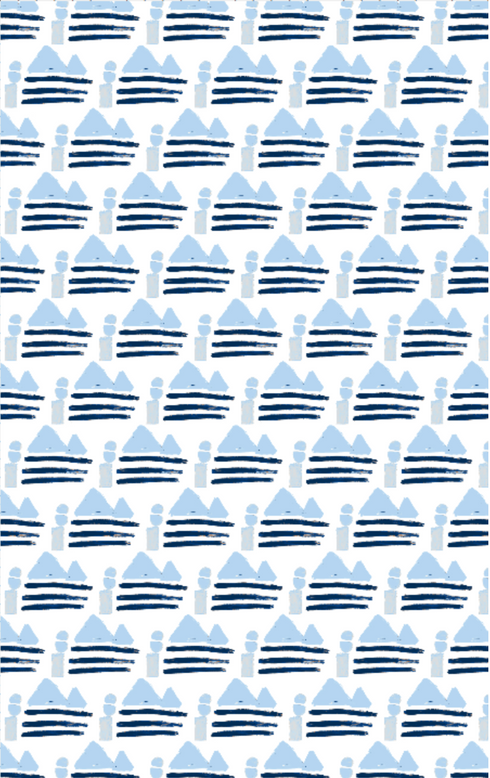 Sail Away Indigo blue stripe cotton and oyster linen fabric - Kerri Rosenthal