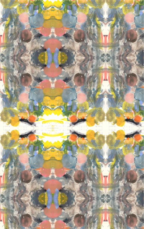 La Fete Night colorful multi cotton and oyster linen fabric - Kerri Rosenthal