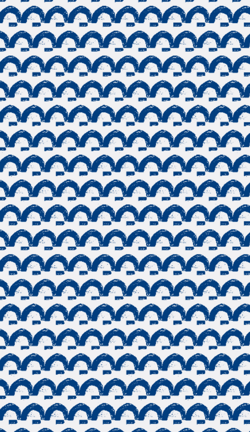 Happy Land Indigo blue cotton and oyster linen fabric - Kerri Rosenthal