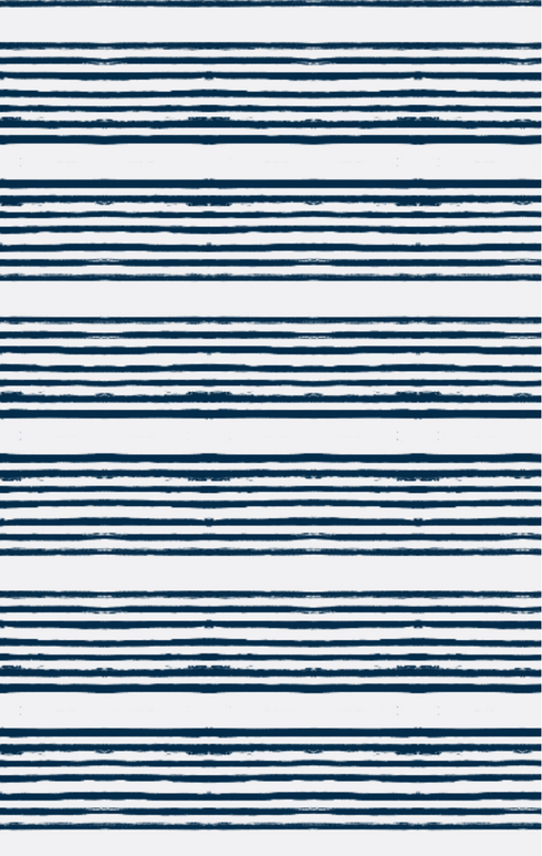 Stripe on stripe midnight blue cotton and oyster linen fabric - Kerri Rosenthal