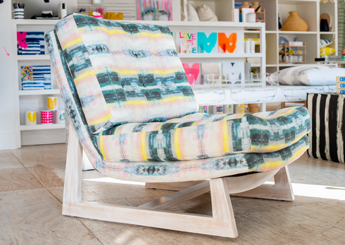 Lemonade colorful multi cotton and oyster linen fabric - Kerri Rosenthal