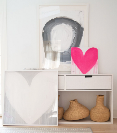 In My Heart Pink Art Print Artwork by Kerri Rosenthal for living room wall decor