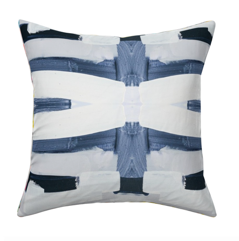 White ground with indigo blue chief throw pillows by Kerri Rosenthal