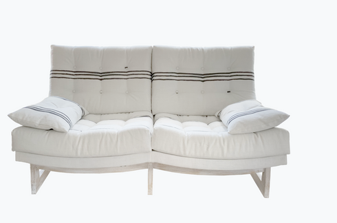 Three Is Company carbon black white stripe cotton and oyster linen fabric - Kerri Rosenthal