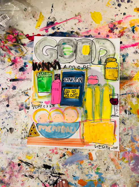 Good Meatball colorful art print by Kerri Rosenthal - Unique artwork for living room wall decor