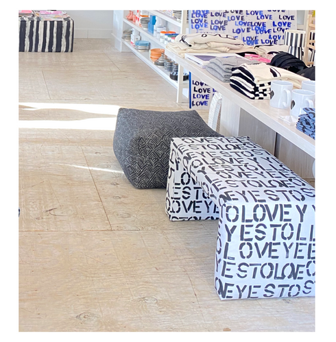 Soft Floor Block, Jayney Carbon Ottoman, these chunky blocks of coziness that add a great pop of color to your home by Kerri Rosenthal