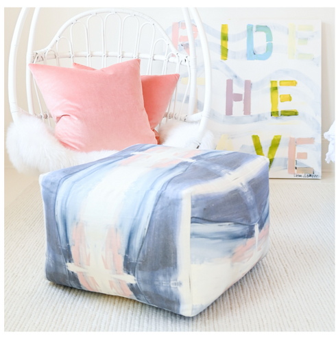 Grey white Soft Floor Block, Gem Ottoman, these chunky blocks of coziness that add a great pop of color to your home by Kerri Rosenthal