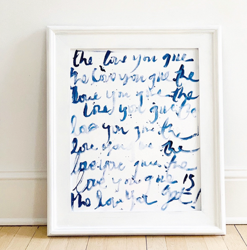 The Love You Give, The Love You Get wall word art original artwork for modern living spaces by Kerri Rosenthal