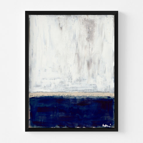 Sea Love navy blue and white art print by Kerri Rosenthal - Unique artwork for living room wall decor