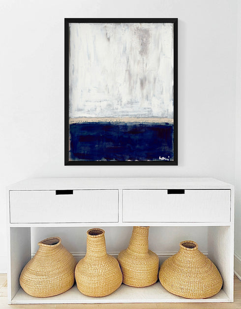 Sea Love navy blue and white art print by Kerri Rosenthal - Unique artwork for living room wall decor