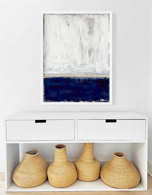 Sea Love navy blue and white art print by Kerri Rosenthal - Unique artwork for living room wall decor