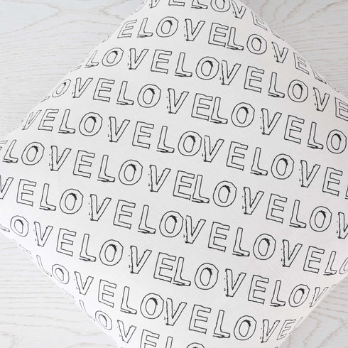 Sketch In Love black and white text cute decorative square throw pillow by Kerri Rosenthal