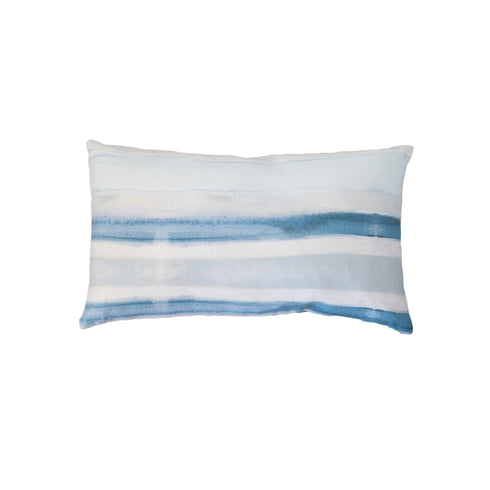 White ground with sky blue stripe Nikki cute decorative rectangular lumbar throw pillows by Kerri Rosenthal