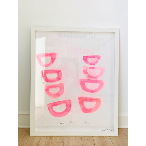 Smiles From My Heart pink art print by Kerri Rosenthal - Unique artwork for living room wall decor