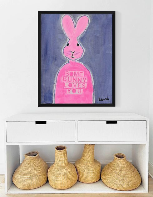 Some Bunny Loves You word art print by Kerri Rosenthal - Unique artwork for living room wall decor