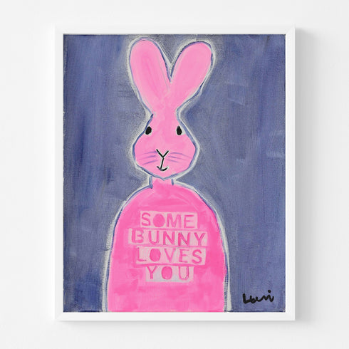 Some Bunny Loves You word art print by Kerri Rosenthal - Unique artwork for living room wall decor