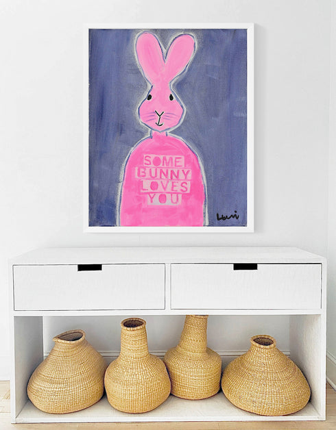 Some Bunny Loves You word art print by Kerri Rosenthal - Unique artwork for living room wall decor