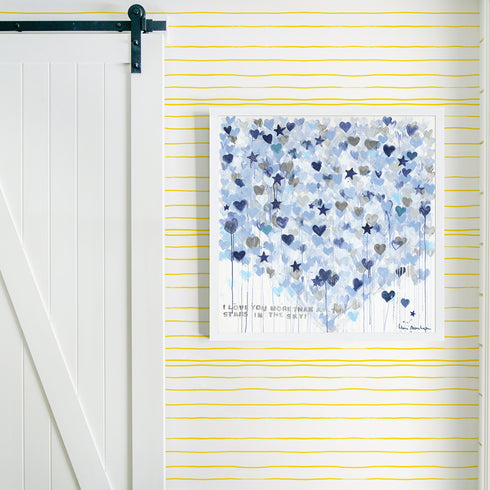 Starry Starry Love indigo blue art print by Kerri Rosenthal - Unique artwork for living room wall decor