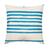 Stripe On Stripe turq throw pillow of finest Belgian cotton linen - Unique square decorative throw pillow for modern living room decor by Kerri Rosenthal