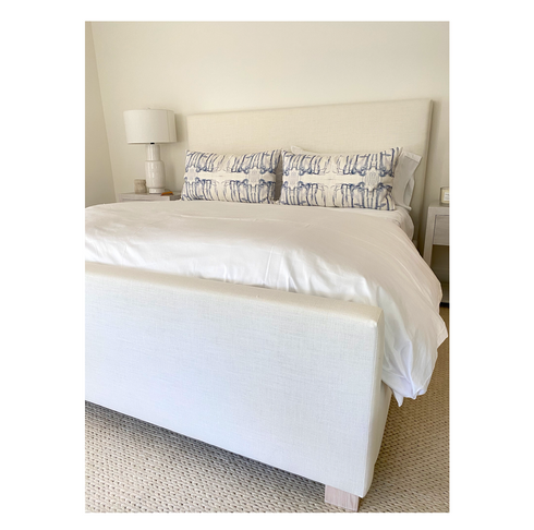 Stylish Indigo blue Me + You rectangular lumbar decorative throw pillows for bedroom by Kerri Rosenthal