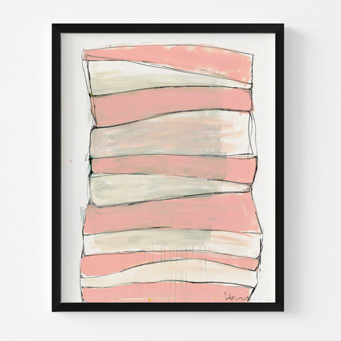 Summer Stripes Peach Art Print - Original artwork by Kerri Rosenthal