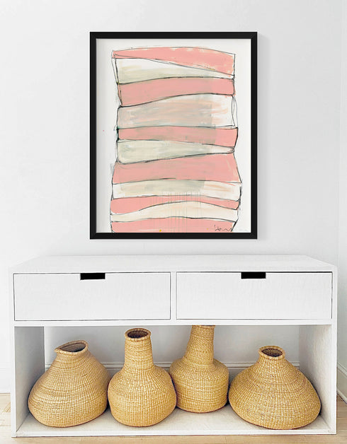 Summer Stripes Peach Art Print - Original artwork by Kerri Rosenthal