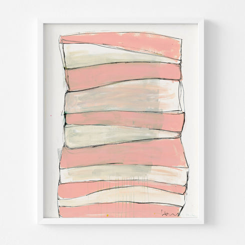 Summer Stripes Peach Art Print - Original artwork by Kerri Rosenthal