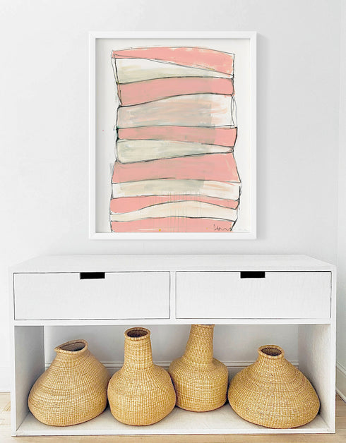 Summer Stripes Peach Art Print - Original artwork by Kerri Rosenthal
