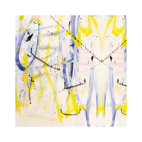 Tell Me Why No. 1 multi cotton and oyster linen fabric - Kerri Rosenthal