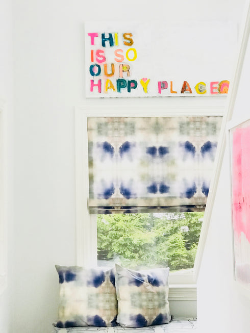 Blustery Day white blue cotton oyster linen fabric - Kerri Rosenthal