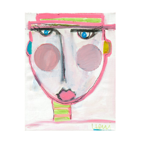 Tiki Cheeky Art Print - Contemporary modern abstract face original artwork by Kerri Rosenthal