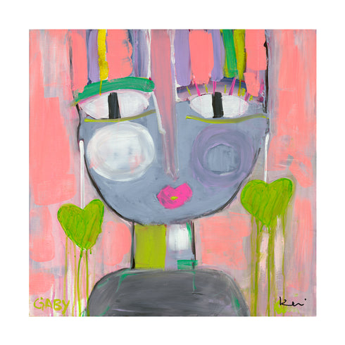 Tiki Gaby colorful art print by Kerri Rosenthal - Unique artwork for living room wall decor