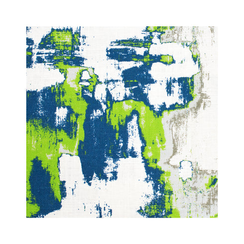 Top Down Dove Grass green cotton and oyster linen fabric - Kerri Rosenthal