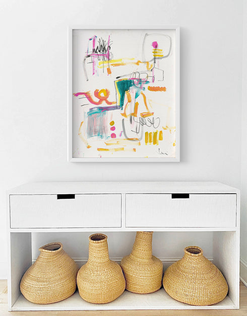 Tea Time 1 colorful art print by Kerri Rosenthal - Unique artwork for living room wall decor